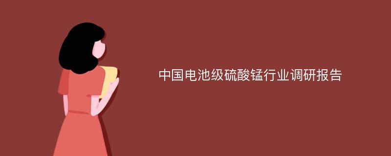 中国电池级硫酸锰行业调研报告